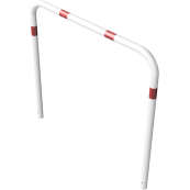 Hoop of steel tube |  60 x 2,5 mm | without cross bar | for casting in concrete | total width: 1500 mm | total height: 1400 mm | hot-dip galvanized and white coatedwith red reflecting stripes